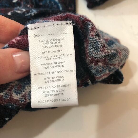 Sz M Joie Eloisa Cashmere Pullover Sweater Abstract print Scoop Neck Long Sleeve - Picture 5 of 6